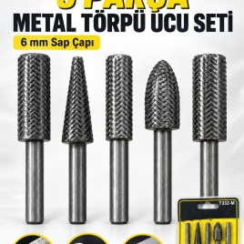 5 Parça Metal Törpü Ucu Seti – 6 mm Saplı