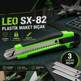 Leo SX-82 Plastik Maket Bıçağı Yedek Uç Hazneli 18 mm (2 Yedekli)