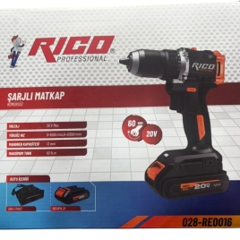 Rico Darbeli Şarjlı Matkap Çelik Mandren Çift Akü