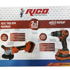 Rico Şarjlı Avuç içi Taşlama Şarjlı Darbeli Matkap Seti